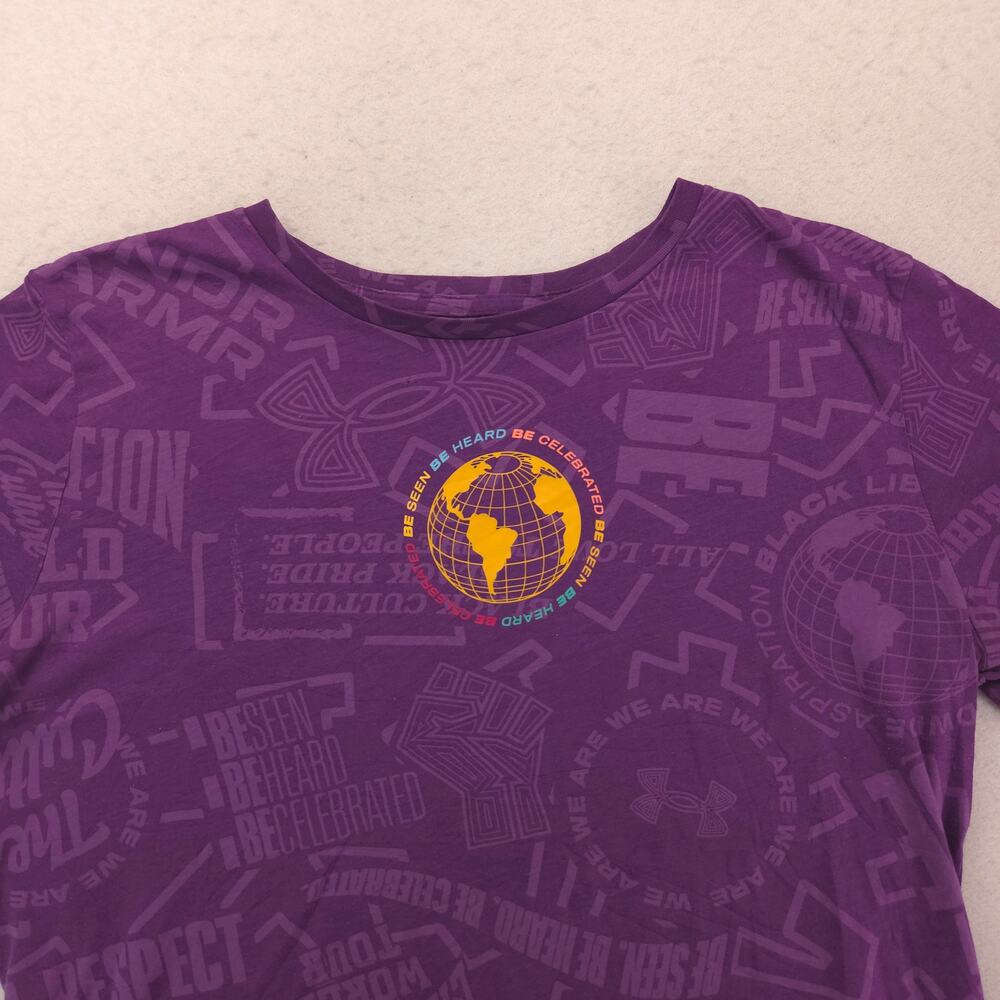 Under Armour Graphic Crew Neck Short Sleeve Casual T Shirt Womens Size L Purple